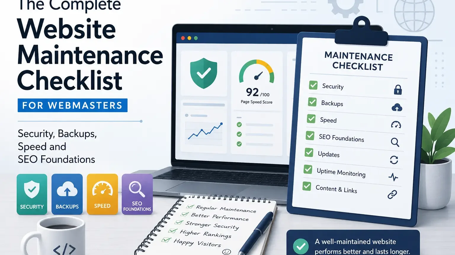 The Complete Website Maintenance Checklist for Webmasters: Security, Backups, Speed and SEO Foundations